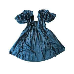 Farm Rio ruffle short sleeve mini dress black small